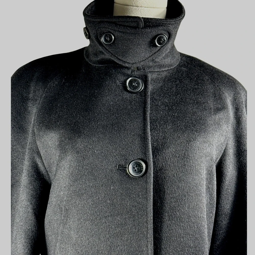 Lauren Ralph Lauren Maxi Wool Blend Trench Coat Black Belted Size 14 Style 25069 - Picture 3 of 14